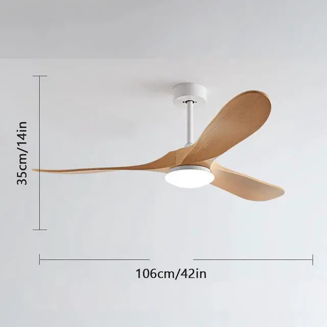 Alt view image 7 of 7 - Imitation Wood 42 Inch Ceiling Fan with Lights 3-Blade Dimmable Living Room Ceiling Fan Ceiling Fans with Lights and Remote Retro Farmhouse Ceiling Fan with Light