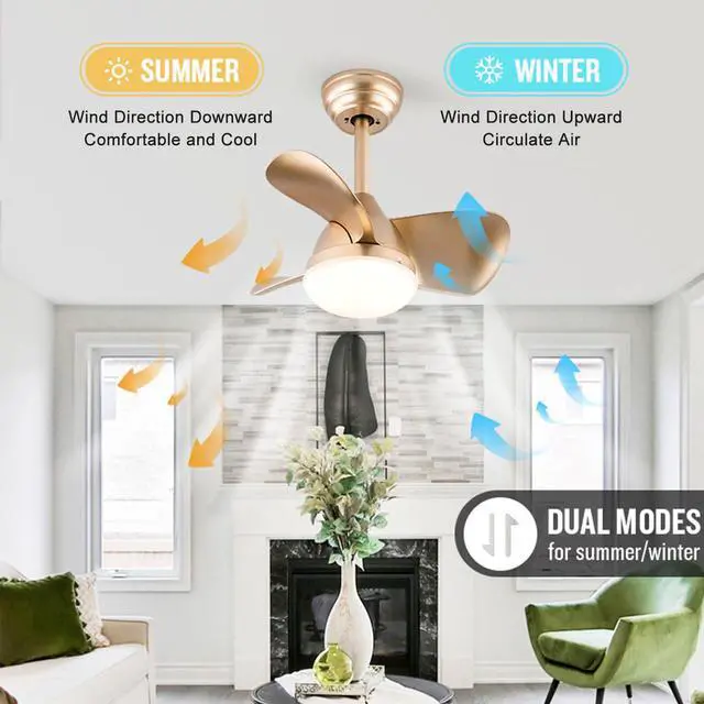 Alt view image 4 of 7 - 22 inch Small Ceiling Fans with Lights Modern Ceiling Fans with Lights and Remote, Dimmable,Reversible, 6 Wind Speeds LED Ceiling Fans for Kitchen Bedroom Dining Room Patio