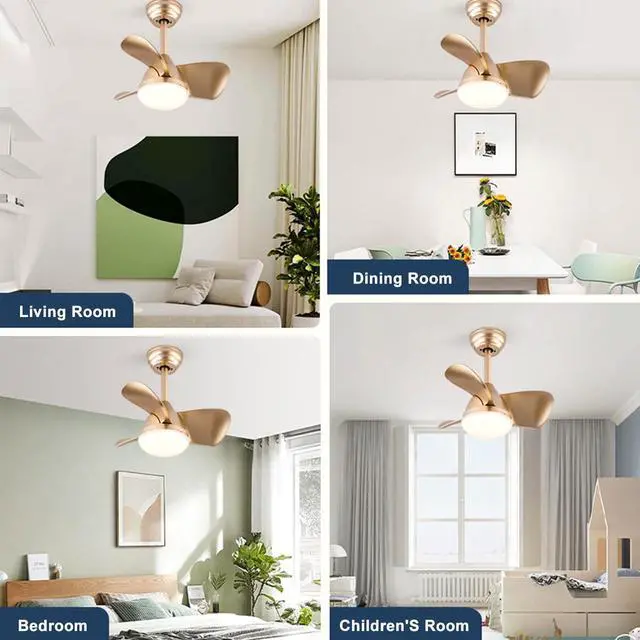Alt view image 6 of 7 - 22 inch Small Ceiling Fans with Lights Modern Ceiling Fans with Lights and Remote, Dimmable,Reversible, 6 Wind Speeds LED Ceiling Fans for Kitchen Bedroom Dining Room Patio
