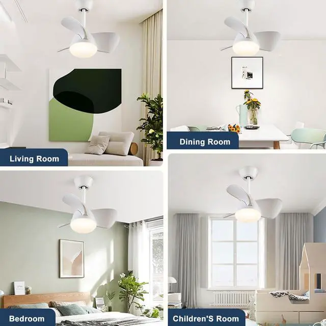 Alt view image 6 of 7 - 22 inch Small Ceiling Fans with Lights Modern Ceiling Fans with Lights and Remote, Dimmable,Reversible, 6 Wind Speeds LED Ceiling Fans for Kitchen Bedroom Dining Room Patio
