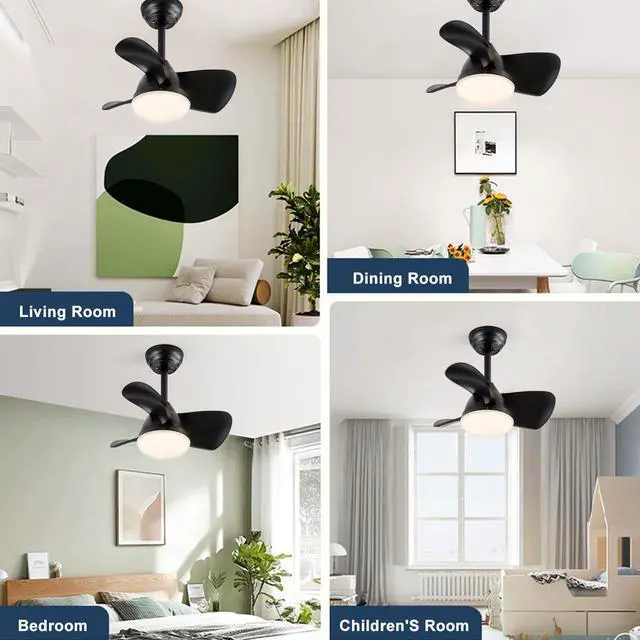Alt view image 6 of 7 - 22 inch Small Ceiling Fans with Lights Modern Ceiling Fans with Lights and Remote, Dimmable,Reversible, 6 Wind Speeds LED Ceiling Fans for Kitchen Bedroom Dining Room Patio