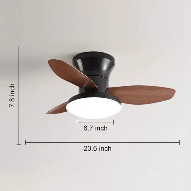 Alt view image 7 of 7 - Small Modern Ceiling Fans with Lights 23.5 inch Flush Mount Ceiling Fan with Light and Remote 6 Speed 3 Color Reversible Smart Ceiling Fans for Bedroom, Living Room, Kids Room