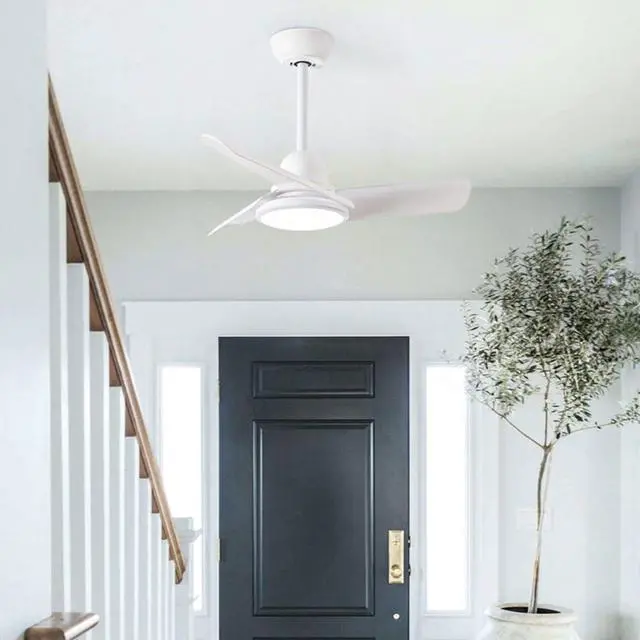 Alt view image 2 of 7 - Small Modern Ceiling Fan with Lights 24 inch Kids Room Ceiling Fan with Lights and Remote Reversible Silent Indoor Ceiling Fans for Bedroom Kitchen Living Room