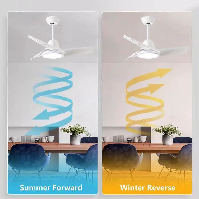 Alt view image 3 of 7 - Small Modern Ceiling Fan with Lights 24 inch Kids Room Ceiling Fan with Lights and Remote Reversible Silent Indoor Ceiling Fans for Bedroom Kitchen Living Room