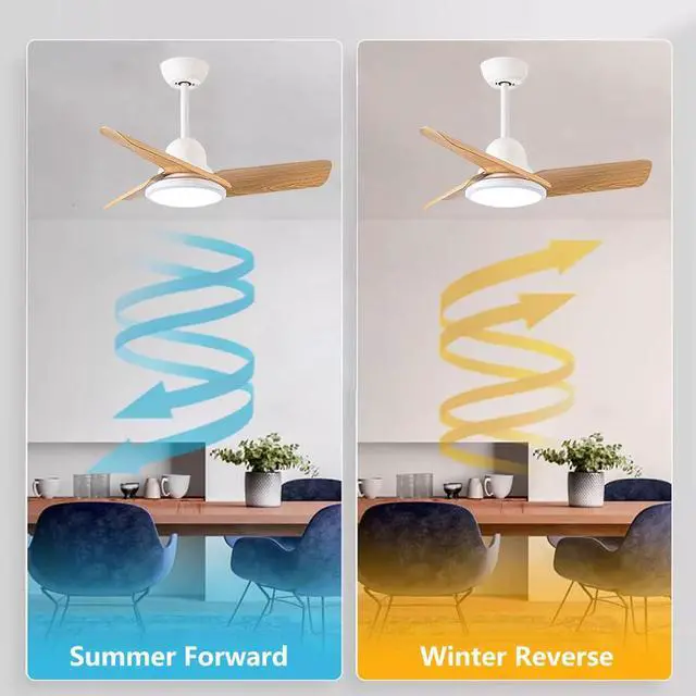 Alt view image 3 of 7 - Small Modern Ceiling Fan with Lights 24 inch Kids Room Ceiling Fan with Lights and Remote Reversible Silent Indoor Ceiling Fans for Bedroom Kitchen Living Room