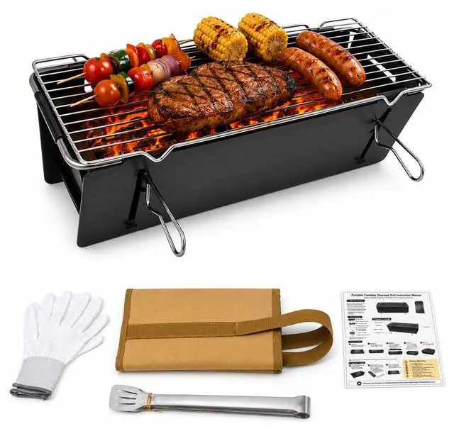 Main image of Portable Charcoal BBQ Grill, Small Foldable Camping Barbecue | Serves 24, FullGrate Cooking Coverage, 3Second Setup, with Carry Bag, Ideal for Outdoor Cooking, Tailgating & Backyard