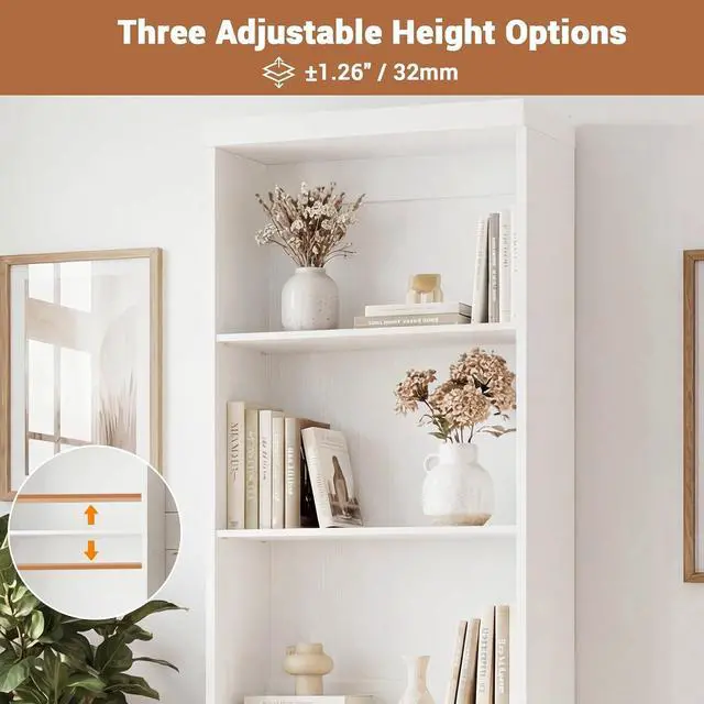 Alt view image 4 of 7 - 80" Bookshelf with 3 Drawers, Tall Bookcase with Thickened Top Panel and 3-Tier Open Shelves, Tall Storage Cabinet for Home Office, Living Room, White