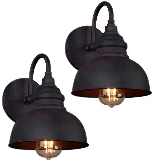 Main image of 2-Pack Outdoor Gooseneck Wall Sconce, Rustic Farmhouse Exterior Barn Light Antique Copper Finish Wall Mount Light Vintage Wall Lighting Fixture E26 Waterproof Wall Lantern for Garage Patio