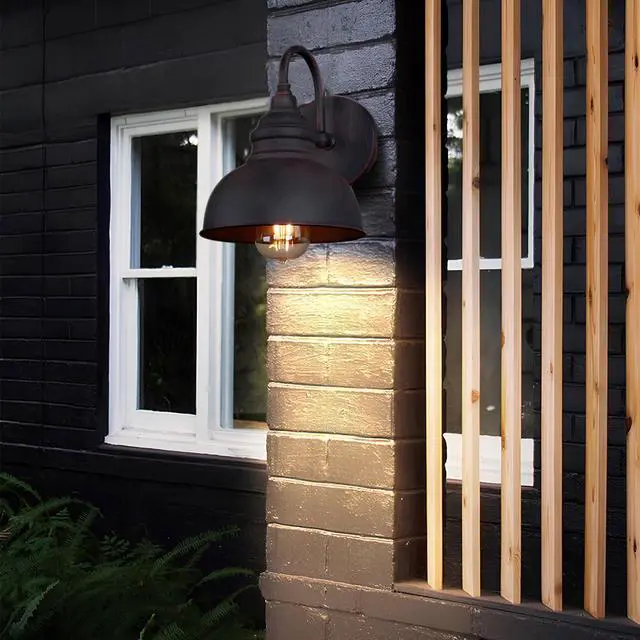 Alt view image 4 of 7 - 2-Pack Outdoor Gooseneck Wall Sconce, Rustic Farmhouse Exterior Barn Light Antique Copper Finish Wall Mount Light Vintage Wall Lighting Fixture E26 Waterproof Wall Lantern for Garage Patio