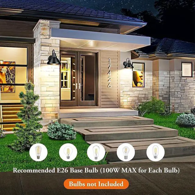 Alt view image 5 of 7 - Vintage Outdoor Wall Sconce 8 Inch Gooseneck Barn Light Anti-Rust Waterproof Wall Mount Porch Lights Farmhouse Exterior Wall Light for Garage Patio Doorway(Black)