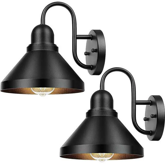 Main image of Vintage Outdoor Wall Sconce 8 Inch Gooseneck Barn Light Anti-Rust Waterproof Wall Mount Porch Lights Farmhouse Exterior Wall Light for Garage Patio Doorway(Black)
