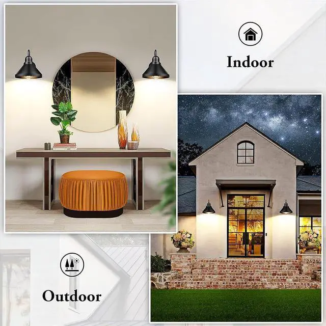 Alt view image 2 of 7 - Vintage Outdoor Wall Sconce 8 Inch Gooseneck Barn Light Anti-Rust Waterproof Wall Mount Porch Lights Farmhouse Exterior Wall Light for Garage Patio Doorway(Black)