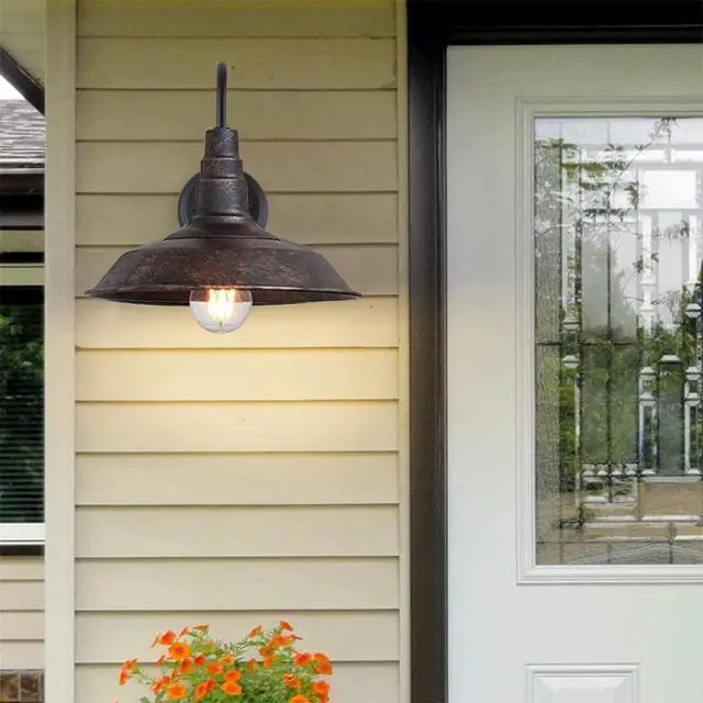 Alt view image 5 of 7 - 3-Pack Outdoor Gooseneck Barn Light 10" Retro Exterior Wall Light Iron Art Dome Farmhouse Wall Sconces Anti-Rust Waterproof Outdoor Light for House Porch Garage Entryway