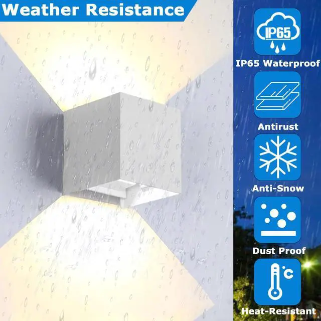 Alt view image 3 of 7 - LED Outdoor Wall Sconces, IP65 Waterproof Motion Sensor Outdoor Wall Light 10W 3000K Square Up and Down Exterior Light Fixtures Adjustable White Aluminum Porch Light for Patio Garage 2 Pack