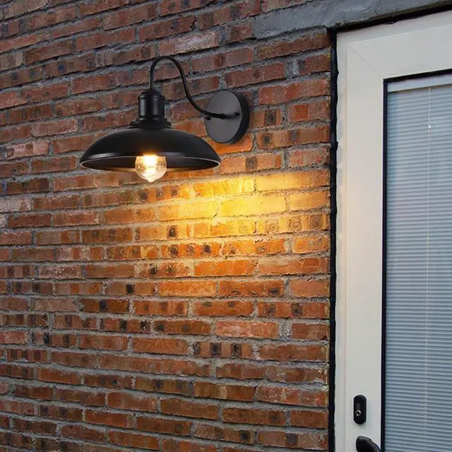 Alt view image 5 of 7 - Outdoor IP54 Waterproof Wall Sconce Black Iron Gooseneck Exterior Wall Lights Wall Mount Farmhouse Vintage Porch Lights Barn Lighting Fixture for Garage Patio Doorway