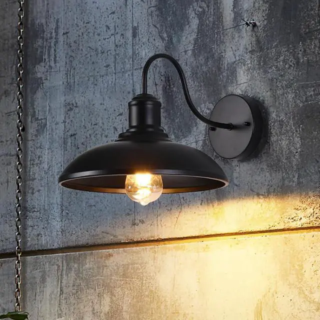 Alt view image 6 of 7 - Outdoor IP54 Waterproof Wall Sconce Black Iron Gooseneck Exterior Wall Lights Wall Mount Farmhouse Vintage Porch Lights Barn Lighting Fixture for Garage Patio Doorway