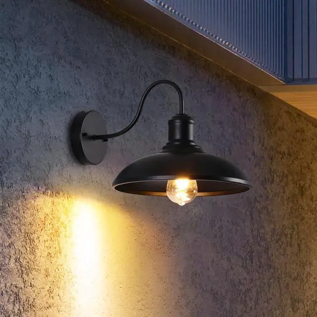 Alt view image 2 of 7 - Outdoor IP54 Waterproof Wall Sconce Black Iron Gooseneck Exterior Wall Lights Wall Mount Farmhouse Vintage Porch Lights Barn Lighting Fixture for Garage Patio Doorway