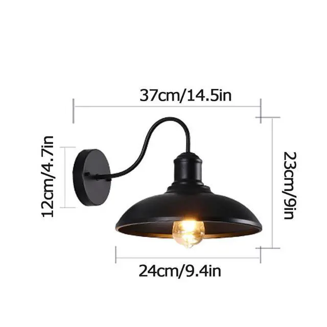 Alt view image 7 of 7 - Outdoor IP54 Waterproof Wall Sconce Black Iron Gooseneck Exterior Wall Lights Wall Mount Farmhouse Vintage Porch Lights Barn Lighting Fixture for Garage Patio Doorway