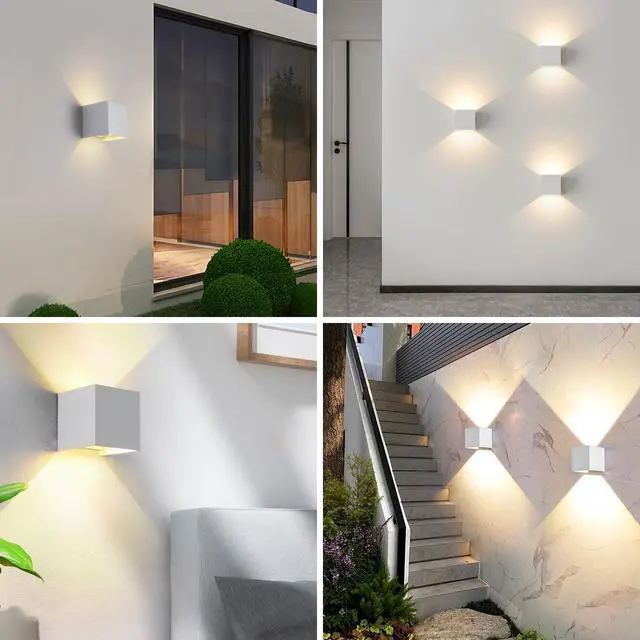 Alt view image 5 of 7 - LED Outdoor Wall Sconces, IP65 Waterproof Motion Sensor Outdoor Wall Light 10W 3000K Square Up and Down Exterior Light Fixtures Adjustable White Aluminum Porch Light for Patio Garage 2 Pack