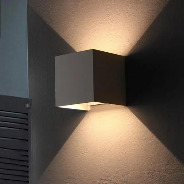 Alt view image 7 of 7 - LED Outdoor Wall Sconces, IP65 Waterproof Motion Sensor Outdoor Wall Light 10W 3000K Square Up and Down Exterior Light Fixtures Adjustable White Aluminum Porch Light for Patio Garage 2 Pack
