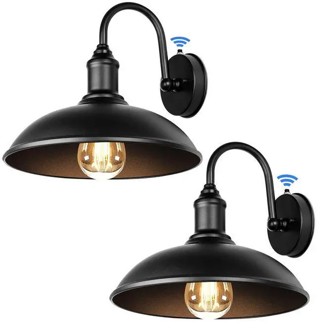 Main image of 2-Pack Dusk to Dawn Outdoor Wall Sconces, Exterior Gooseneck Barn Light Fixtures Waterproof Black Farmhouse Outdoor Wall Lights Outside Wall Mount Light Fixture for Porch House Garage Patio