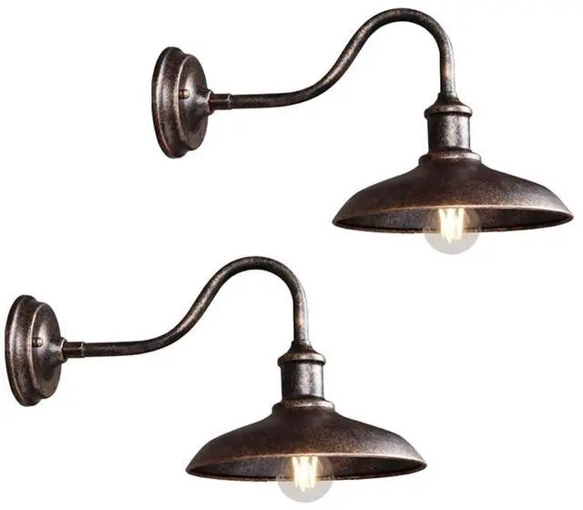 Main image of American Retro Outdoor Wall Lights 9.8 Inch Iron Porch Wall Lighting Vintage Bronze Wall Mount Wall Sconce Farmhouse IP54 Waterproof Exterior Gooseneck Barn Light