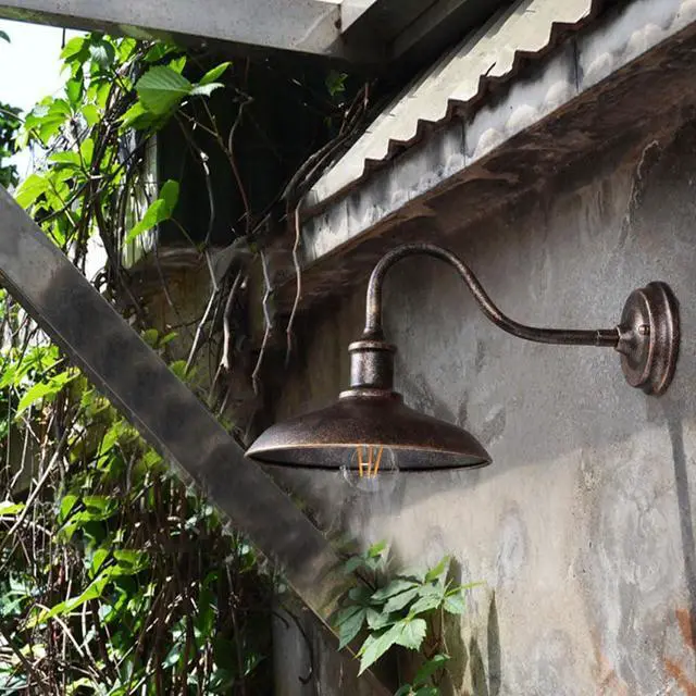 Alt view image 4 of 7 - American Retro Outdoor Wall Lights 9.8 Inch Iron Porch Wall Lighting Vintage Bronze Wall Mount Wall Sconce Farmhouse IP54 Waterproof Exterior Gooseneck Barn Light