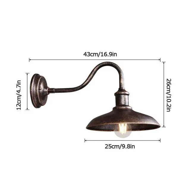 Alt view image 7 of 7 - American Retro Outdoor Wall Lights 9.8 Inch Iron Porch Wall Lighting Vintage Bronze Wall Mount Wall Sconce Farmhouse IP54 Waterproof Exterior Gooseneck Barn Light
