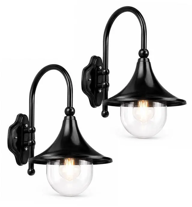 Main image of Outdoor Waterproof Wall Sconce Vintage Gooseneck Porch Wall Lighting Aluminum Acrylic Farmhouse Wall Lamp Black Retro Exterior Barn Light, 18.9 Inch E26/E27 Base