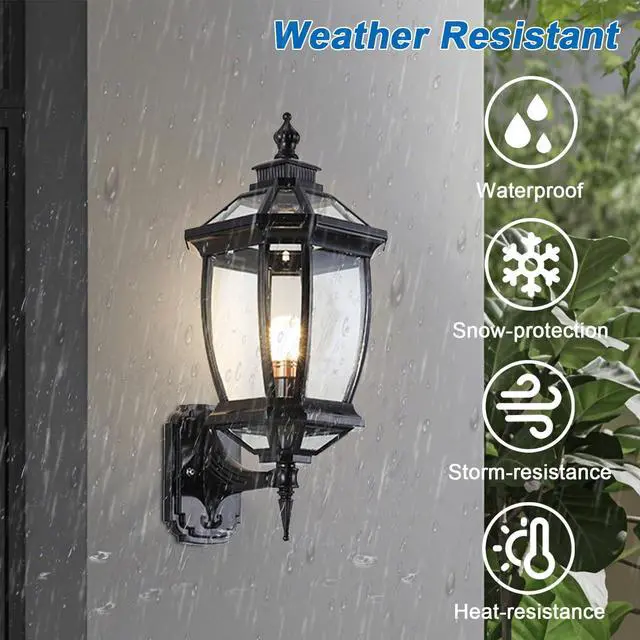 Alt view image 2 of 7 - Vintage Outdoor Wall Lights Aluminum Octagonal Exterior Lighting Fixtures Wall Mount 17" Waterproof Porch Lights with Clear Glass Shade E26 Socket for House Patio Front Door