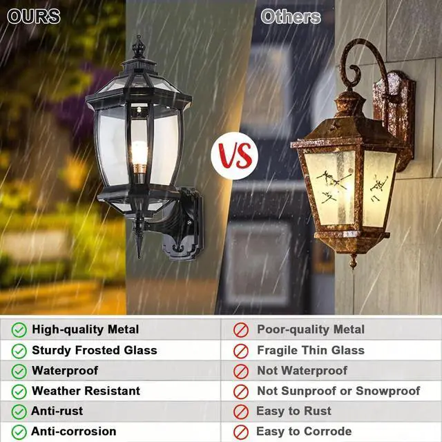 Alt view image 3 of 7 - Vintage Outdoor Wall Lights Aluminum Octagonal Exterior Lighting Fixtures Wall Mount 17" Waterproof Porch Lights with Clear Glass Shade E26 Socket for House Patio Front Door
