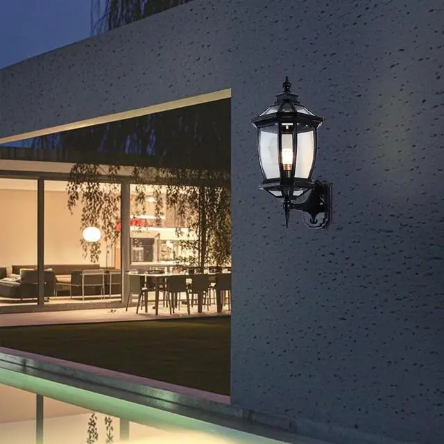 Alt view image 5 of 7 - Vintage Outdoor Wall Lights Aluminum Octagonal Exterior Lighting Fixtures Wall Mount 17" Waterproof Porch Lights with Clear Glass Shade E26 Socket for House Patio Front Door