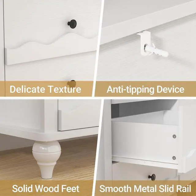 Alt view image 7 of 7 - 9 Drawer Dresser, Chest of Drawers for Bedroom, Wood Drawer Organizer for Living Room, Bedroom, Hallway (White)