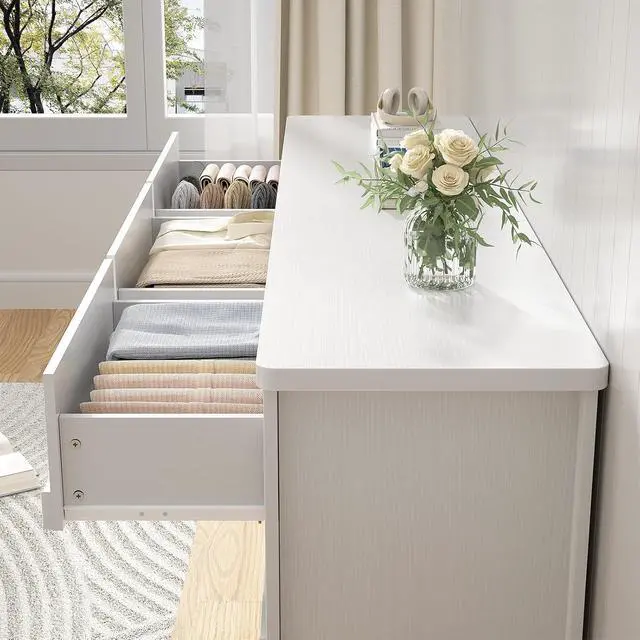 Alt view image 6 of 7 - 9 Drawer Dresser, Chest of Drawers for Bedroom, Wood Drawer Organizer for Living Room, Bedroom, Hallway (White)