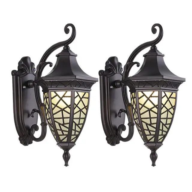Main image of IP55 Waterproof Outdoor Wall Lanterns, Aluminum 15.7 inch Porch Wall Light, Outside Wall Sconces with Frosted Glass for House Front Door Garage, Retro Vintage Style