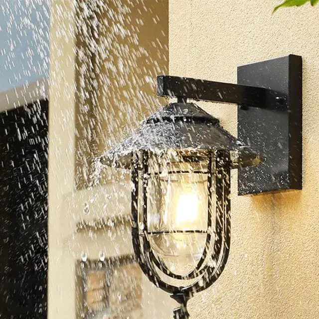 Alt view image 4 of 7 - 14 Inch Vintage Outdoor Wall Lights Iron Black Outdoor Wall Lamp Waterproof Wall Mount Porch Wall Light Industry Retro Farmhouse Wall Sconce for Garage Patio Doorway