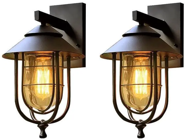Main image of 14 Inch Vintage Outdoor Wall Lights Iron Black Outdoor Wall Lamp Waterproof Wall Mount Porch Wall Light Industry Retro Farmhouse Wall Sconce for Garage Patio Doorway