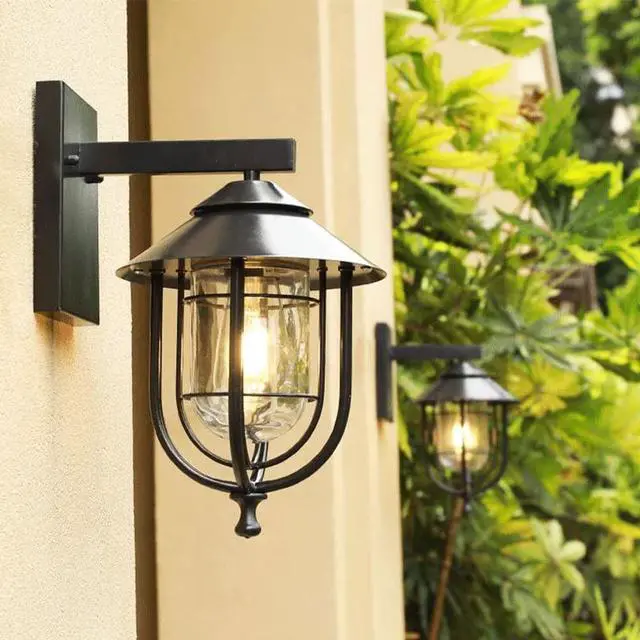 Alt view image 3 of 7 - 14 Inch Vintage Outdoor Wall Lights Iron Black Outdoor Wall Lamp Waterproof Wall Mount Porch Wall Light Industry Retro Farmhouse Wall Sconce for Garage Patio Doorway