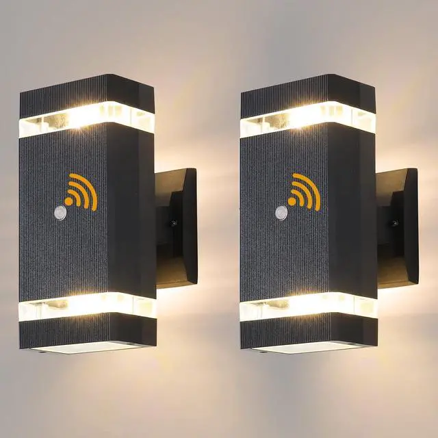 Main image of Dusk to Dawn Outdoor Wall Lights, 3000K Warm White Exterior Light Fixture IP65 Waterproof Aluminum Outdoor Wall Sconce Up and Down Outdoor Lights for House Porch Garage, 2 Pack