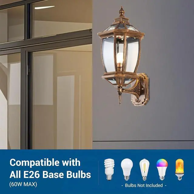 Alt view image 4 of 7 - Vintage Outdoor Wall Lights Aluminum Octagonal Exterior Lighting Fixtures Wall Mount 17" Waterproof Porch Lights with Clear Glass Shade E26 Socket for House Patio Front Door