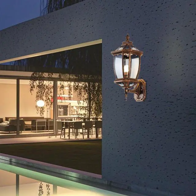 Alt view image 5 of 7 - Vintage Outdoor Wall Lights Aluminum Octagonal Exterior Lighting Fixtures Wall Mount 17" Waterproof Porch Lights with Clear Glass Shade E26 Socket for House Patio Front Door