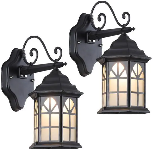 Main image of Outdoor Wall Light Fixtures Exterior Waterproof Porch Lights Aluminum Retro Outdoor Wall Sconce with Soft Light Glass E26 Socket for House Doorway Garage
