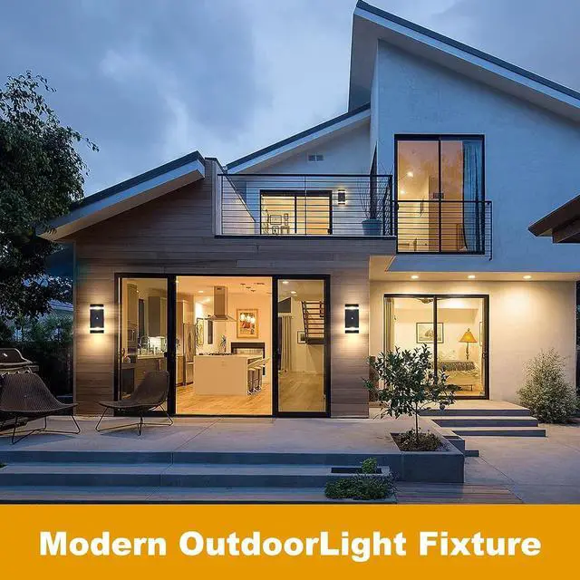 Alt view image 7 of 7 - Dusk to Dawn Outdoor Wall Lights, 3000K Warm White Exterior Light Fixture IP65 Waterproof Aluminum Outdoor Wall Sconce Up and Down Outdoor Lights for House Porch Garage, 2 Pack