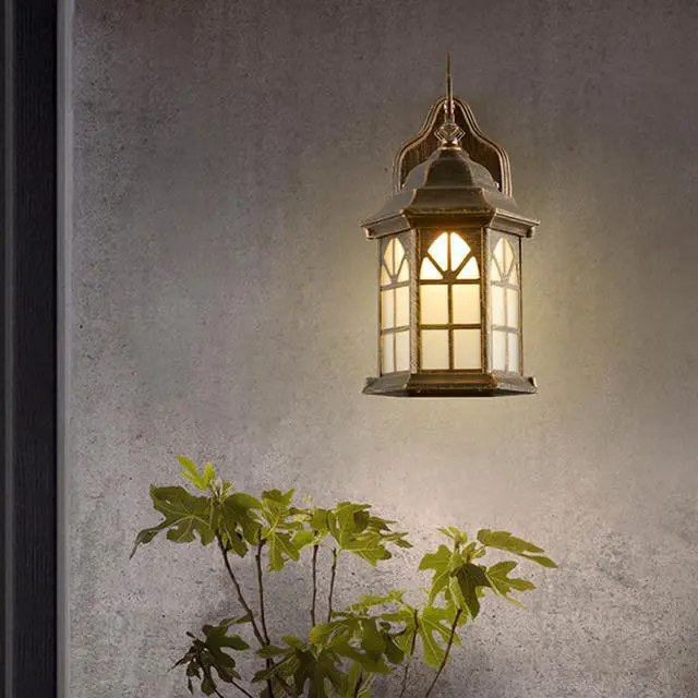 Alt view image 3 of 7 - Outdoor Wall Light Fixtures Exterior Waterproof Porch Lights Aluminum Retro Outdoor Wall Sconce with Soft Light Glass E26 Socket for House Doorway Garage