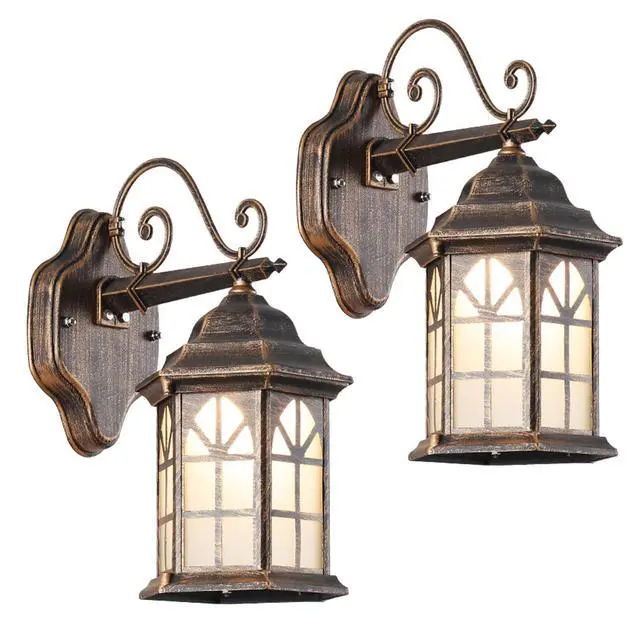 Main image of Outdoor Wall Light Fixtures Exterior Waterproof Porch Lights Aluminum Retro Outdoor Wall Sconce with Soft Light Glass E26 Socket for House Doorway Garage