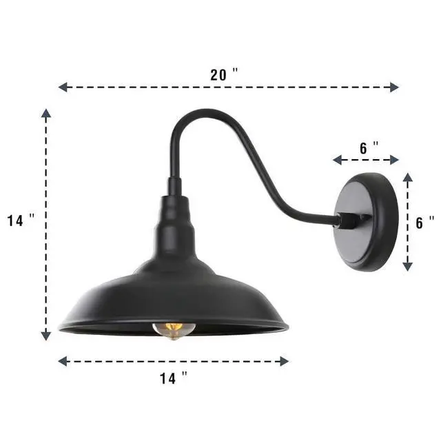 Alt view image 7 of 7 - 20 Inch Large Porch Outdoor Wall Sconce Waterproof Wall Mount Vintage Wall Lights Black Gooseneck Exterior Barn Light Farmhouse Retro Nostalgia Garage Patio Lighting Luminaire