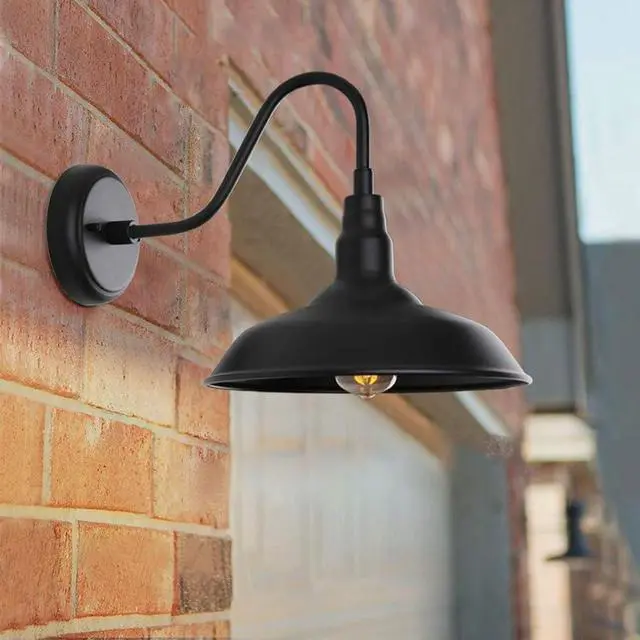 Alt view image 2 of 7 - 20 Inch Large Porch Outdoor Wall Sconce Waterproof Wall Mount Vintage Wall Lights Black Gooseneck Exterior Barn Light Farmhouse Retro Nostalgia Garage Patio Lighting Luminaire