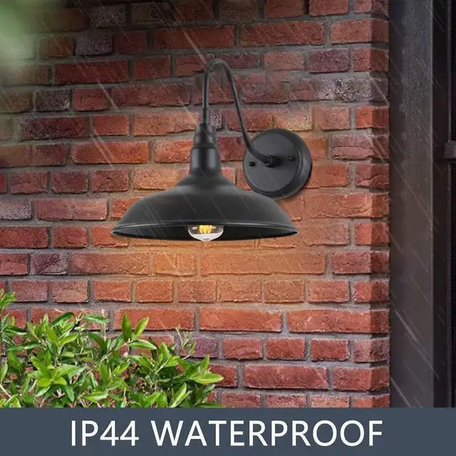 Alt view image 4 of 7 - 20 Inch Large Porch Outdoor Wall Sconce Waterproof Wall Mount Vintage Wall Lights Black Gooseneck Exterior Barn Light Farmhouse Retro Nostalgia Garage Patio Lighting Luminaire