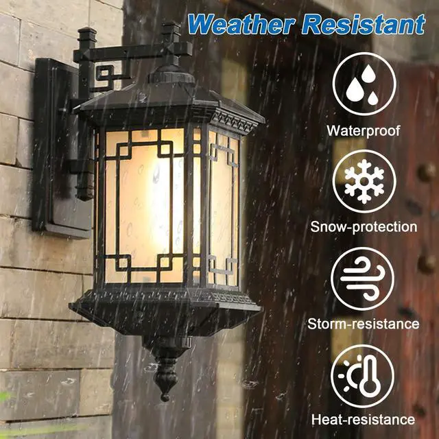 Alt view image 2 of 7 - Exterior Waterproof Outdoor Wall Lights 17.3" Aluminum Porch Sconces Industrial Anti-Rust Matte Black Outside Lantern for Entryway Garage Patio