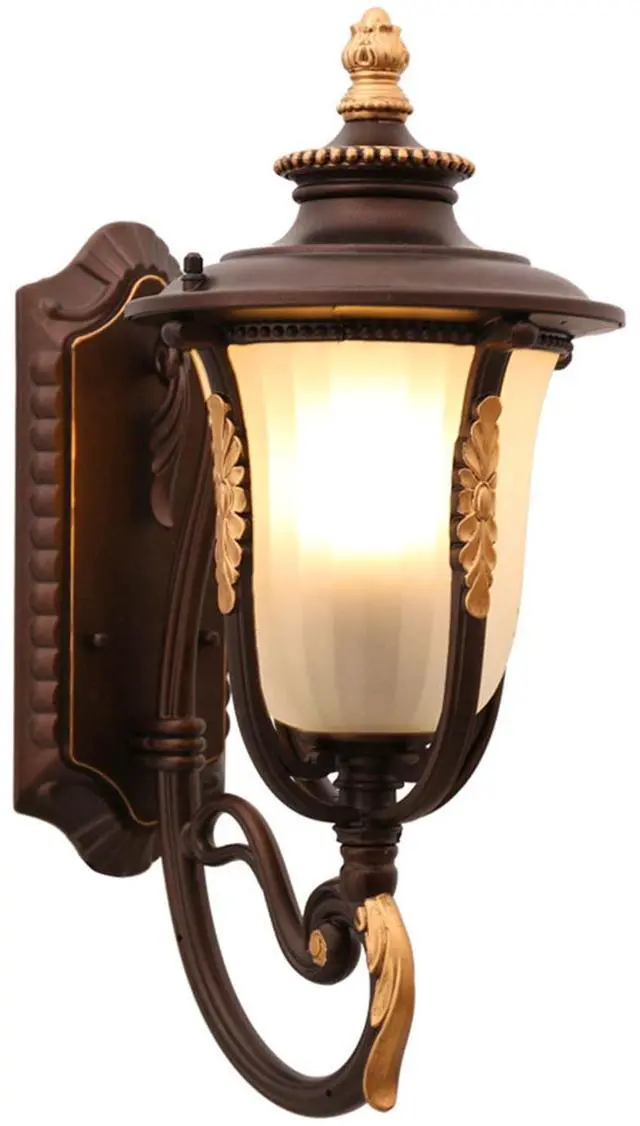 Main image of 18.1" Retro Outdoor Wall Lights Coffee Waterproof Exterior Wall Lantern European Style Anti-Rust Aluminum Porch Light for Porch House Garage
